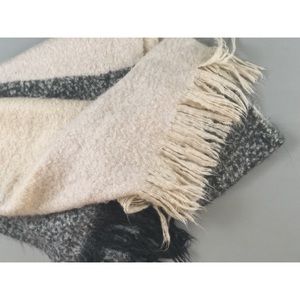 Thick Gray, Pink, Cream Tassled Cozy Winter Scarf